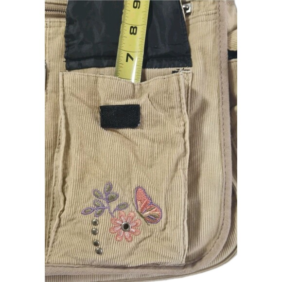 Mudd Vintage Denim Messenger Bag 00s Y2K Beige Floral Embroidered Crossbody - Picture 10 of 16